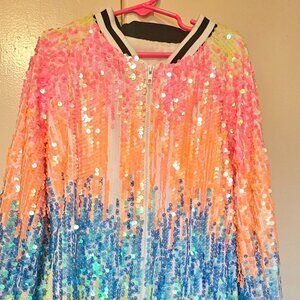 Girls sequin bomber jacket